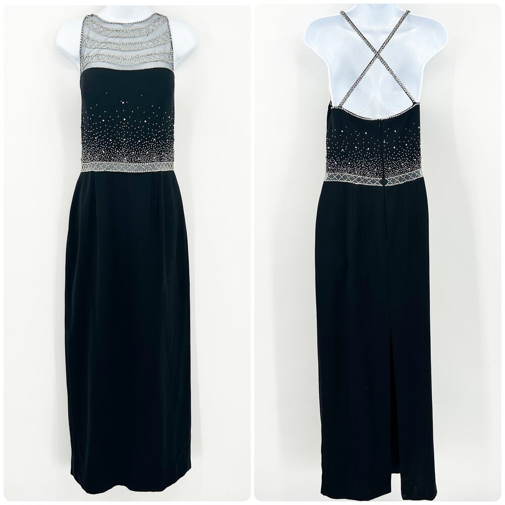 Avanti Designs Womens VTG 90s‎ Rhinestone Beaded Cocktail Evening Dress Size 12